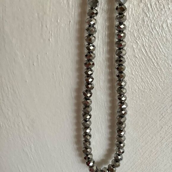 crystal SILVER FACETED BEADS WOMAN HAND MADE NECKLACE - Picture 12 of 13